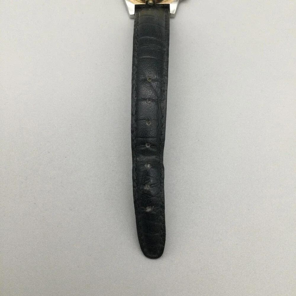 Vintage Guess Womens Watch 28mm Two Tone Gold Black Leather New Battery